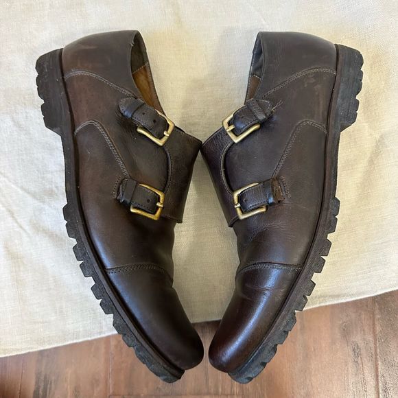 BILLY REID Captoe Double Monk Strap Shoes in Espresso Leather Vibram Sole - Picture 3 of 10